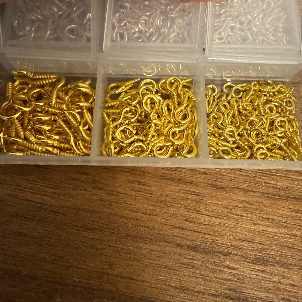 LOT bundle Jewelry earring making kit gold & silver findings crafts screw pins - Picture 2 of 6